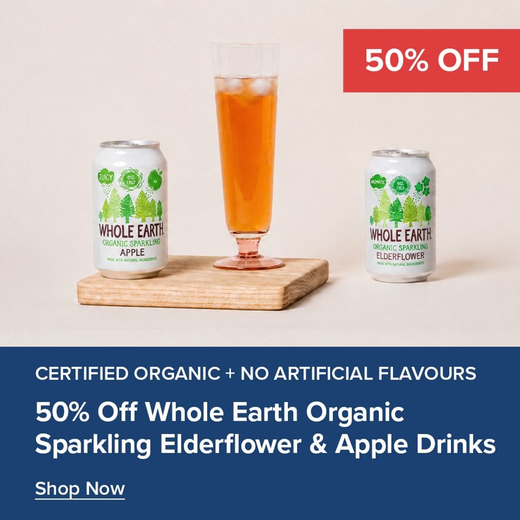 50% Off Whole Earth Organic Sparkling Elderflower Exp Oct 2026 